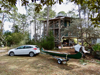 Wanda in front of Hugh's house