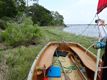 Tugging the boat over the ground