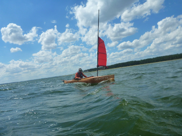 Artemis sailing canoe in the Greifswald Bodden