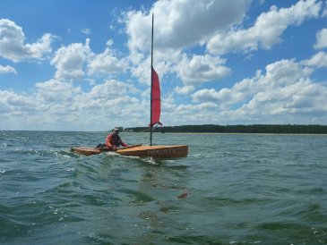 Artemis sailing canoe in the Greifswald Bodden